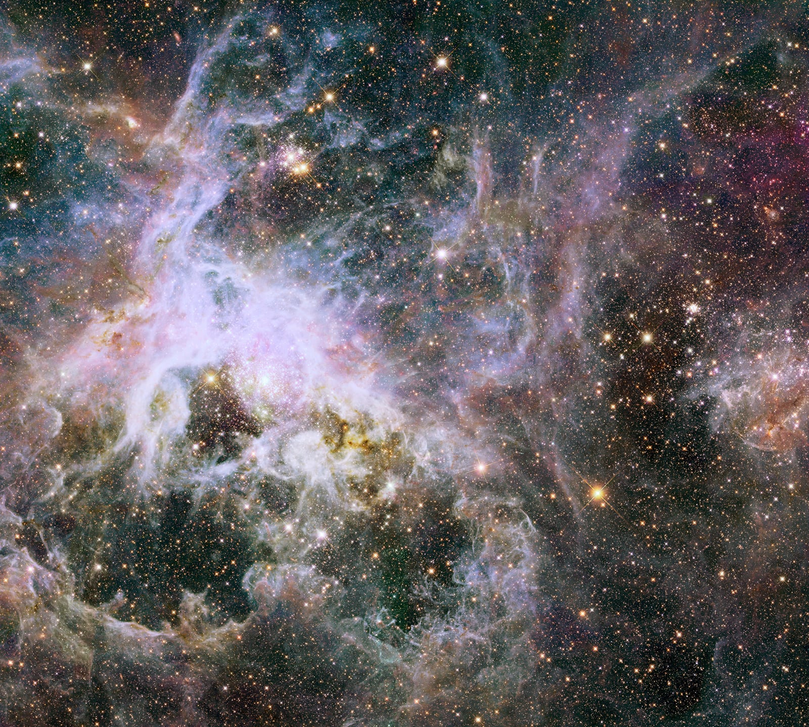 Nebulosa da Tarântula, região de formação de estrelas, em imagem do Hubble Space Telescope