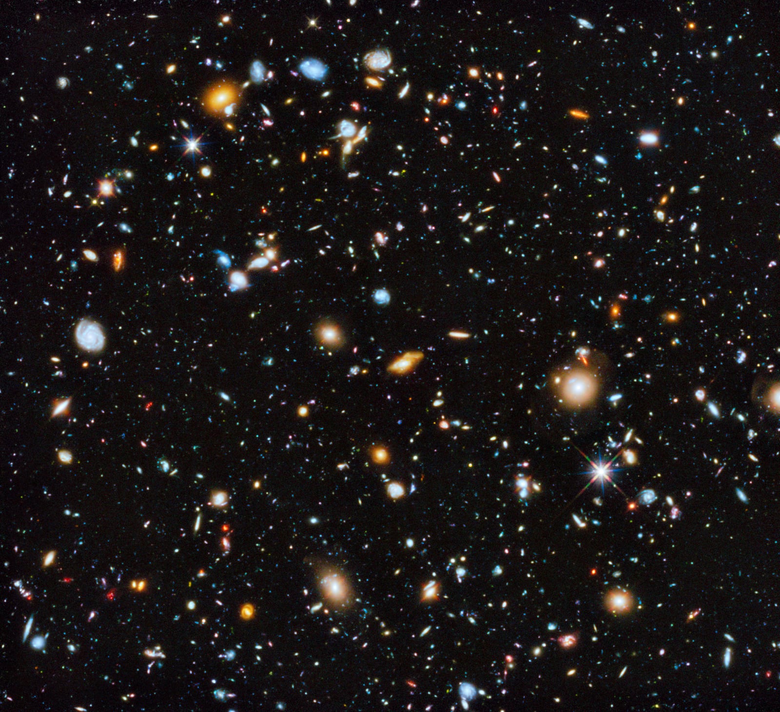 Campo Ultraprofundo do Hubble, campo profundo, em imagem do Hubble Space Telescope