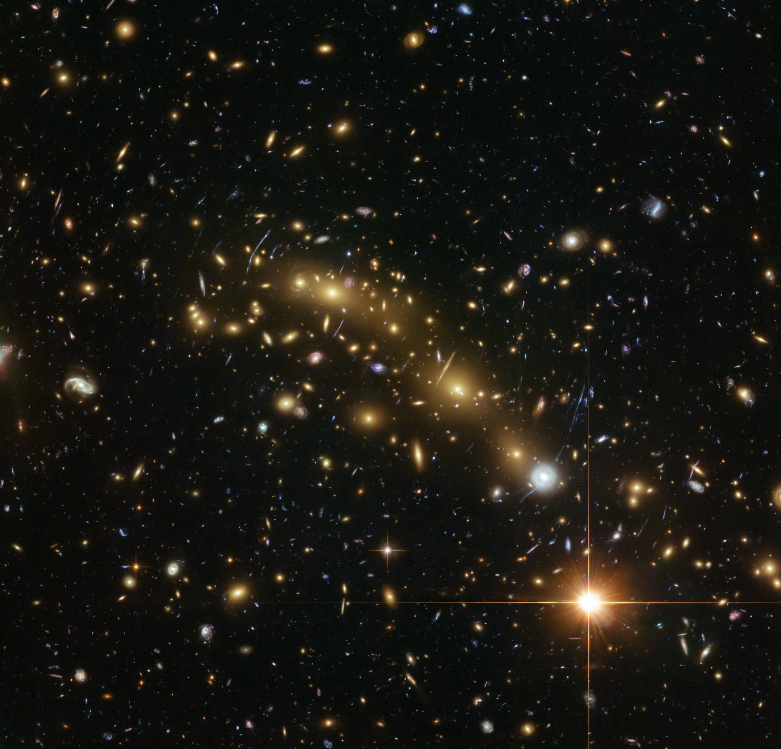 Aglomerado MACS J0416, aglomerado de galáxias, em imagem do Hubble Space Telescope