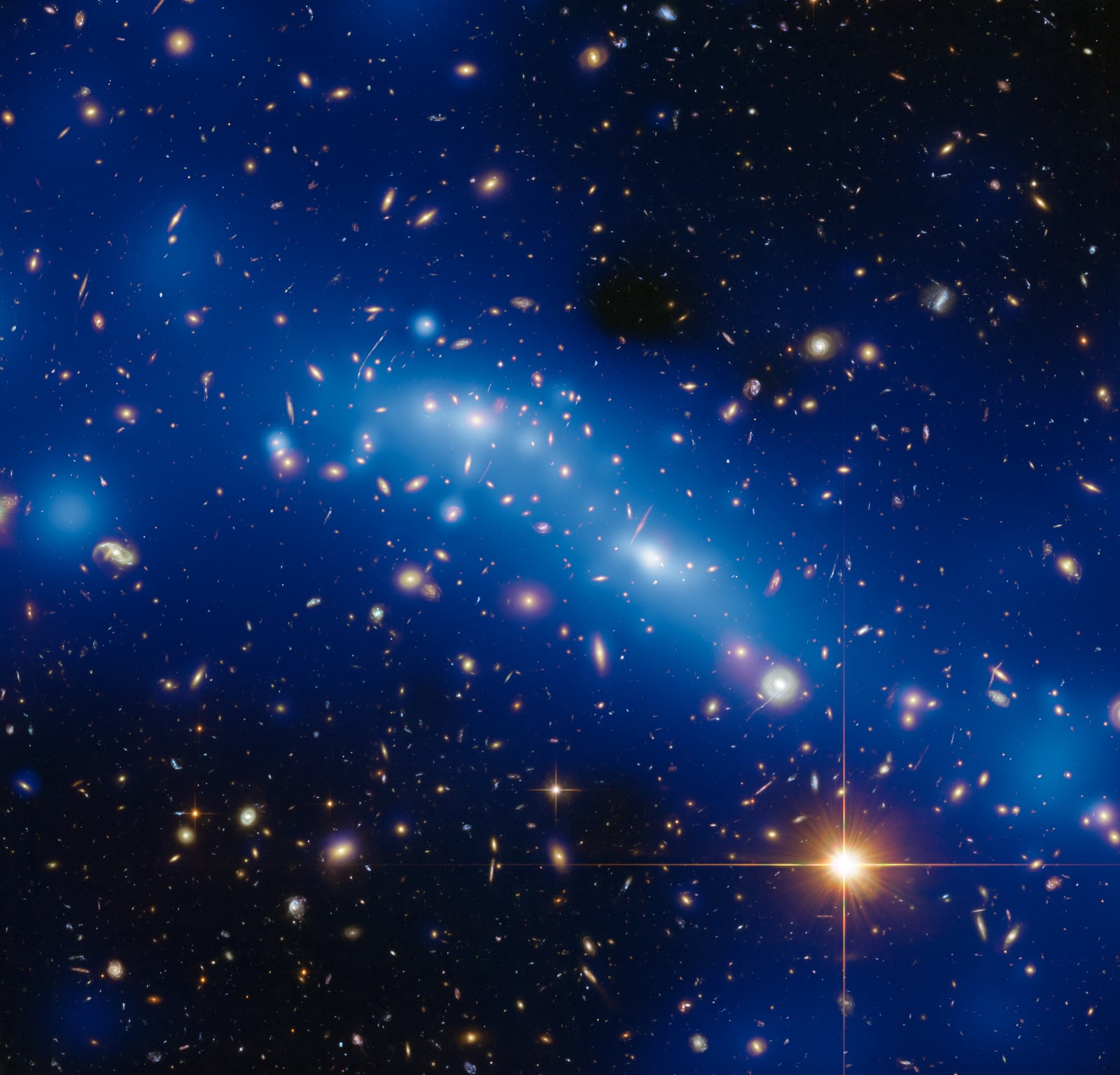 Aglomerado MACS J0416, aglomerado de galáxias, em imagem do Hubble Space Telescope