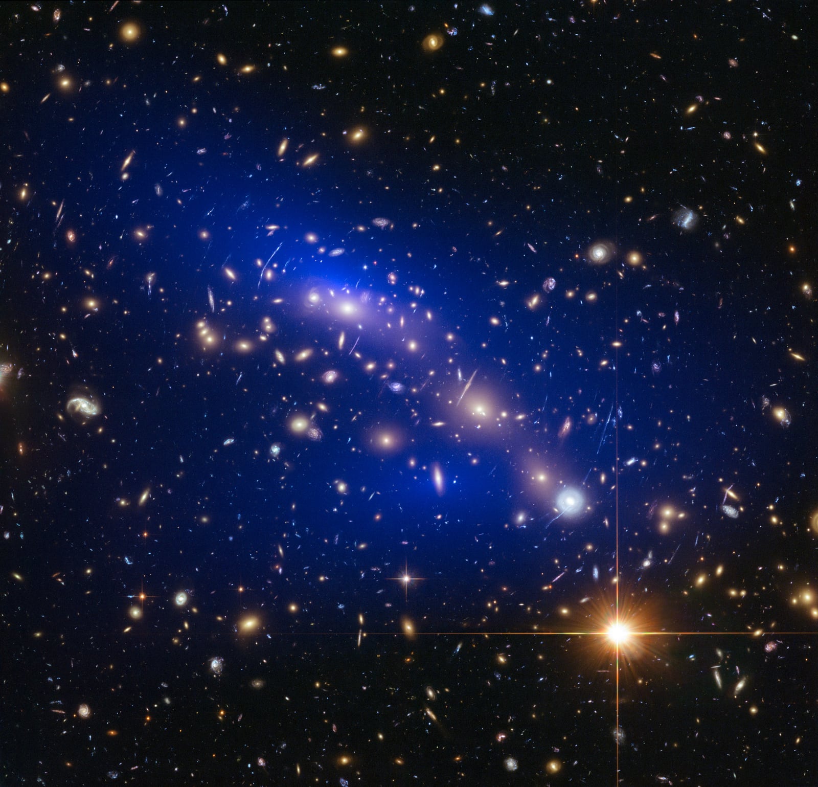 Aglomerado MACS J0416, aglomerado de galáxias, em imagem do Hubble Space Telescope