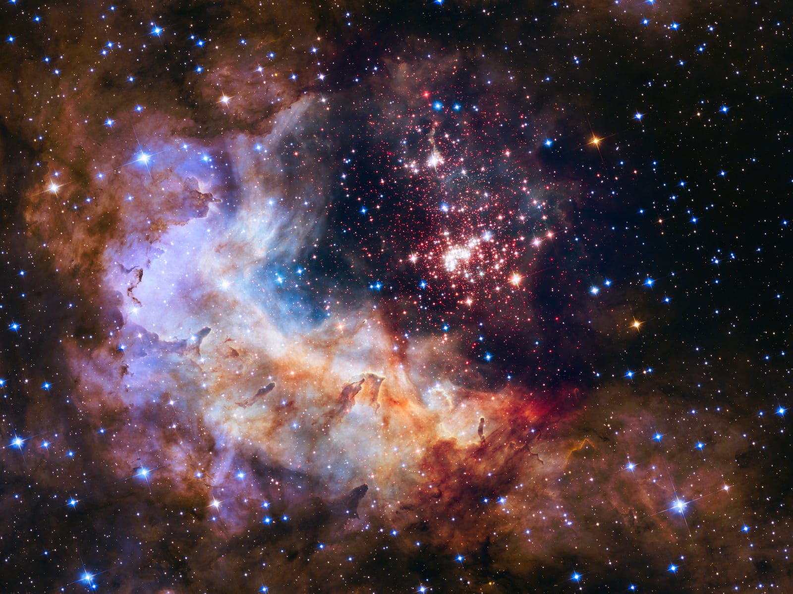 Westerlund 2, aglomerado aberto registrada pelo Hubble Space Telescope