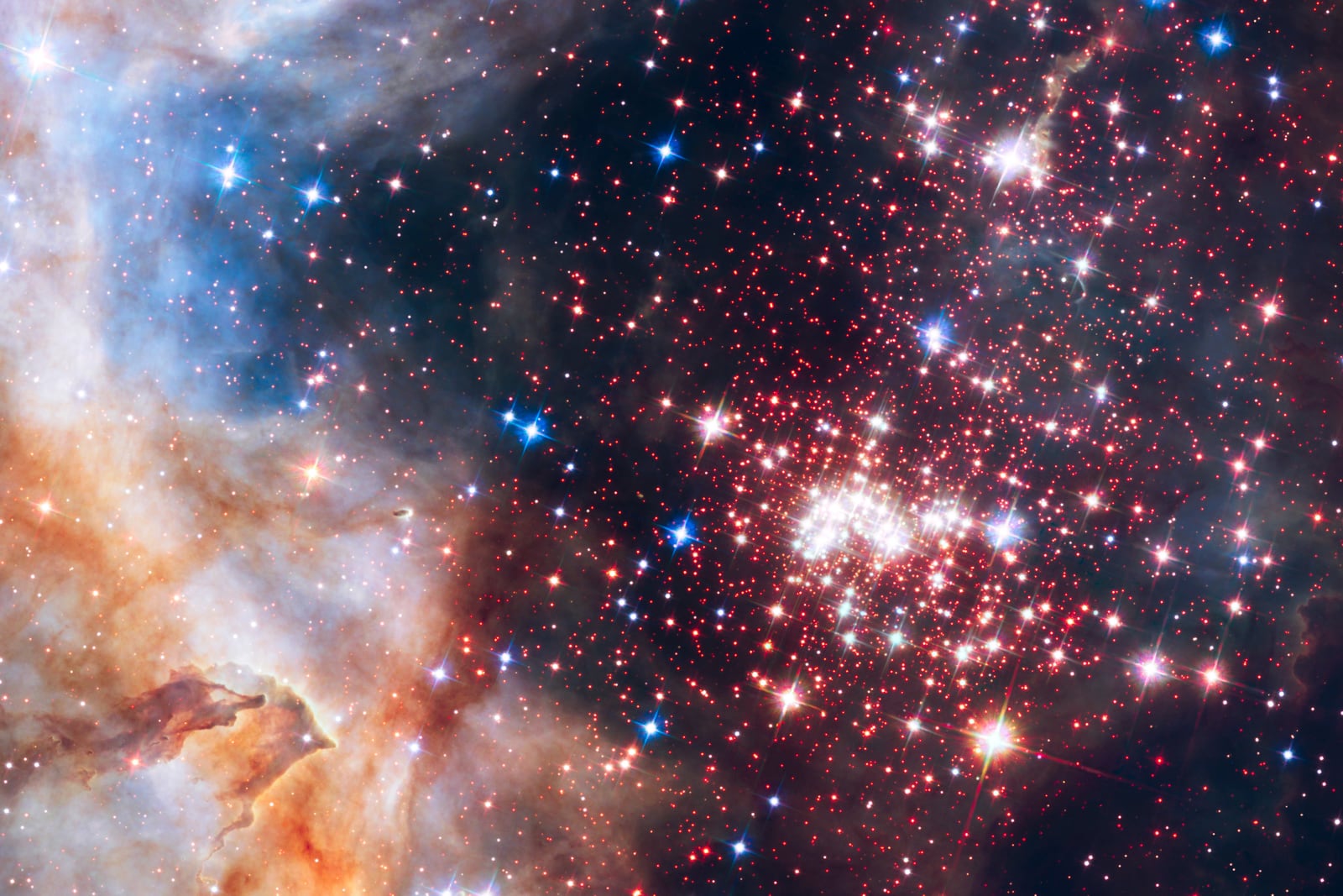 Westerlund 2, aglomerado aberto, em imagem do Hubble Space Telescope