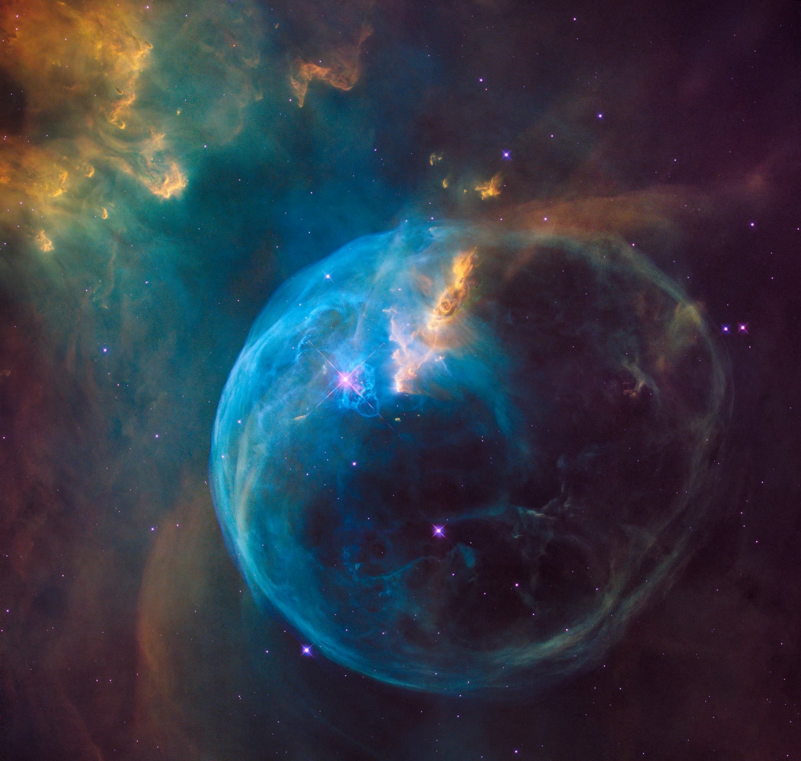Nebulosa da Bolha, região de hidrogênio ionizado registrada pelo Hubble Space Telescope