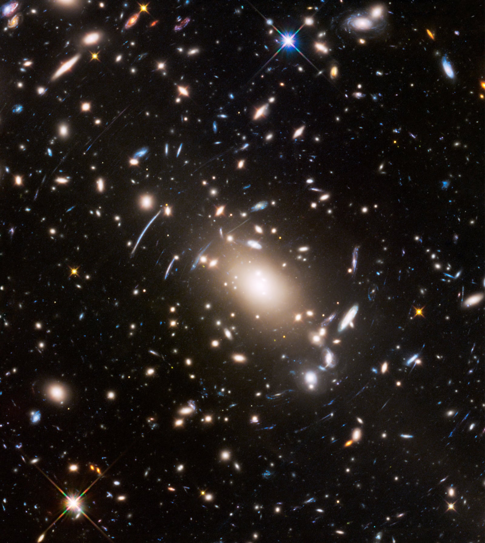 Aglomerado Abell S1063, aglomerado de galáxias, em imagem do Hubble Space Telescope