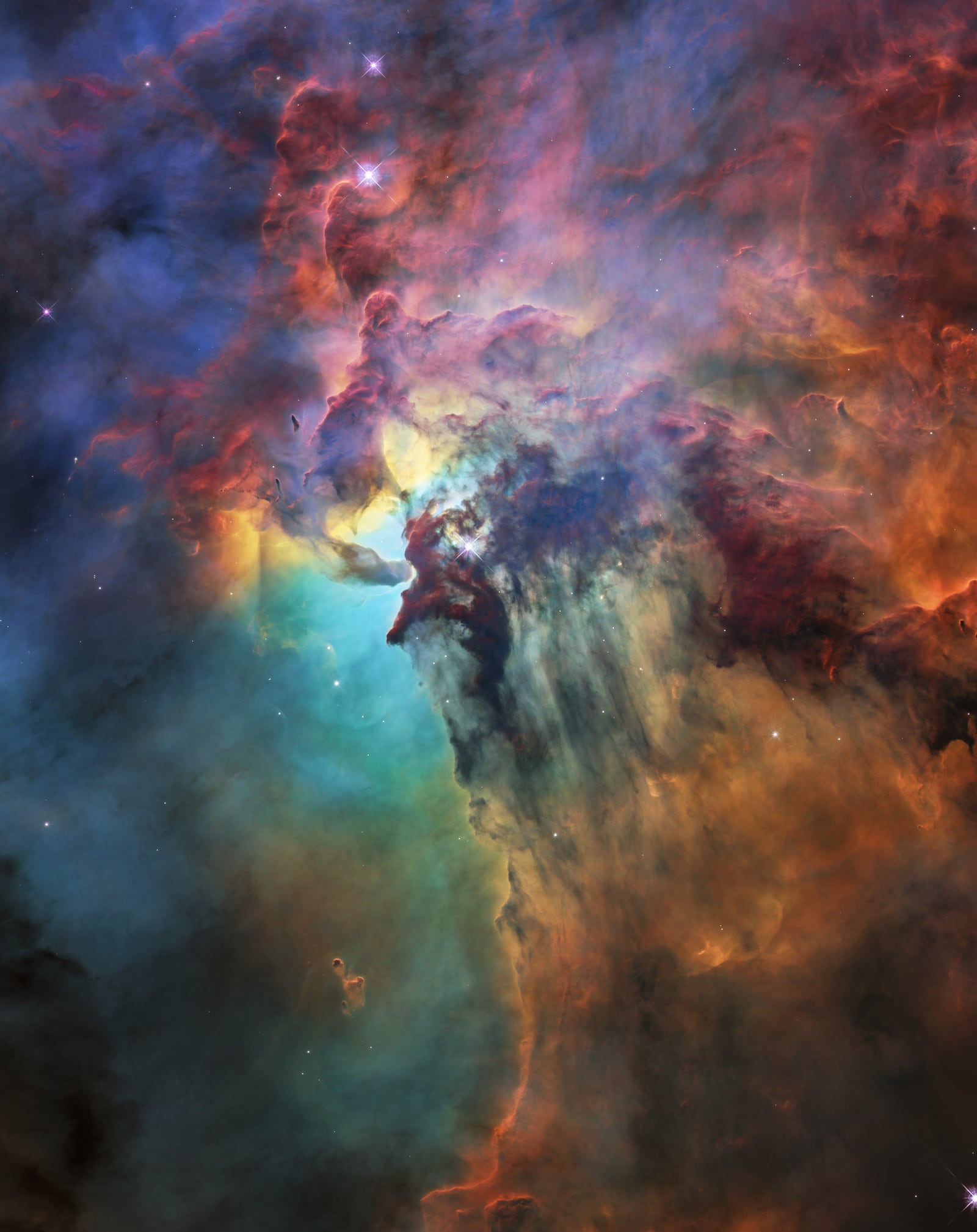 Nebulosa da Lagoa, nebulosa de emissão registrada pelo Hubble Space Telescope