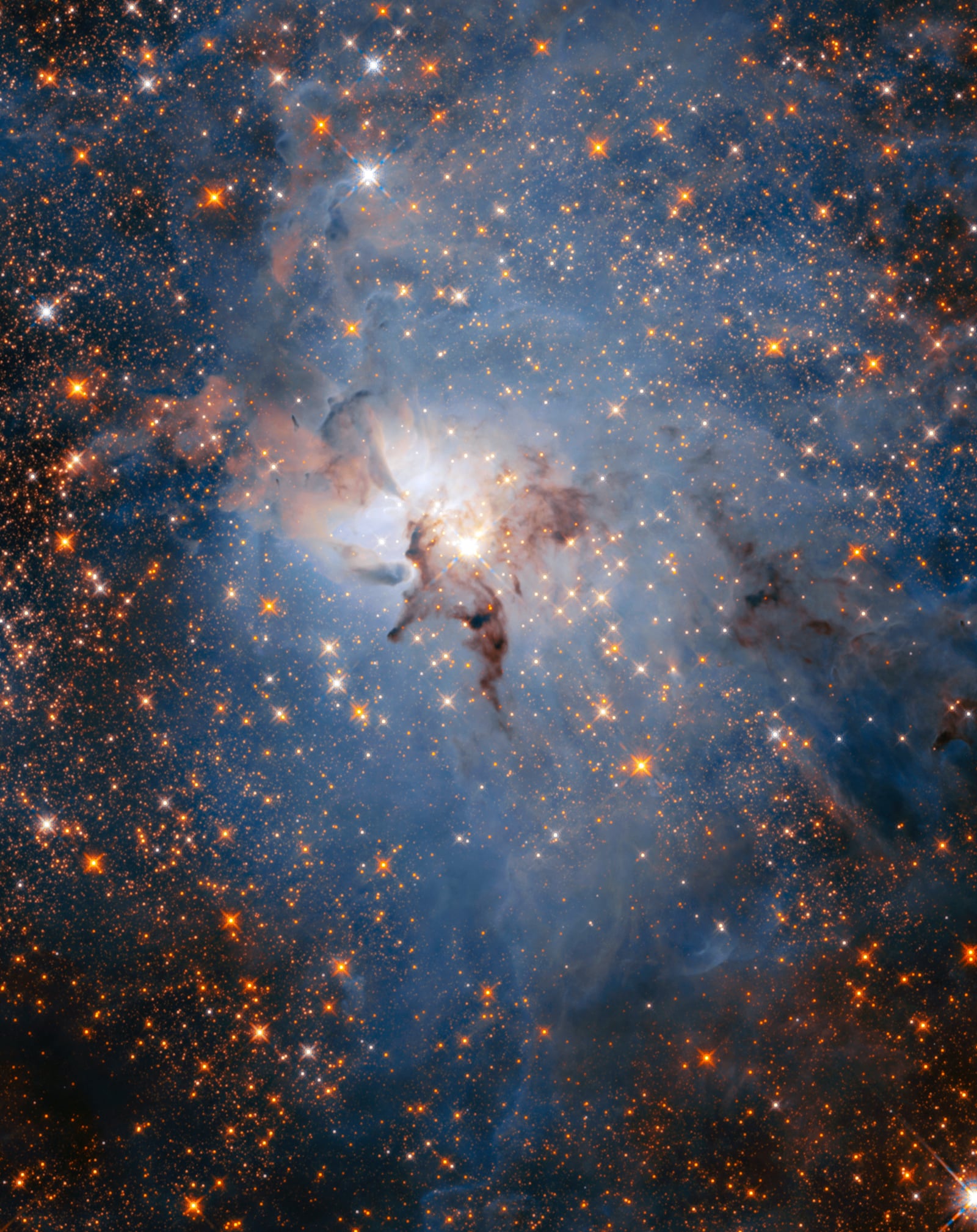 Nebulosa da Lagoa, nebulosa de emissão, em imagem do Hubble Space Telescope