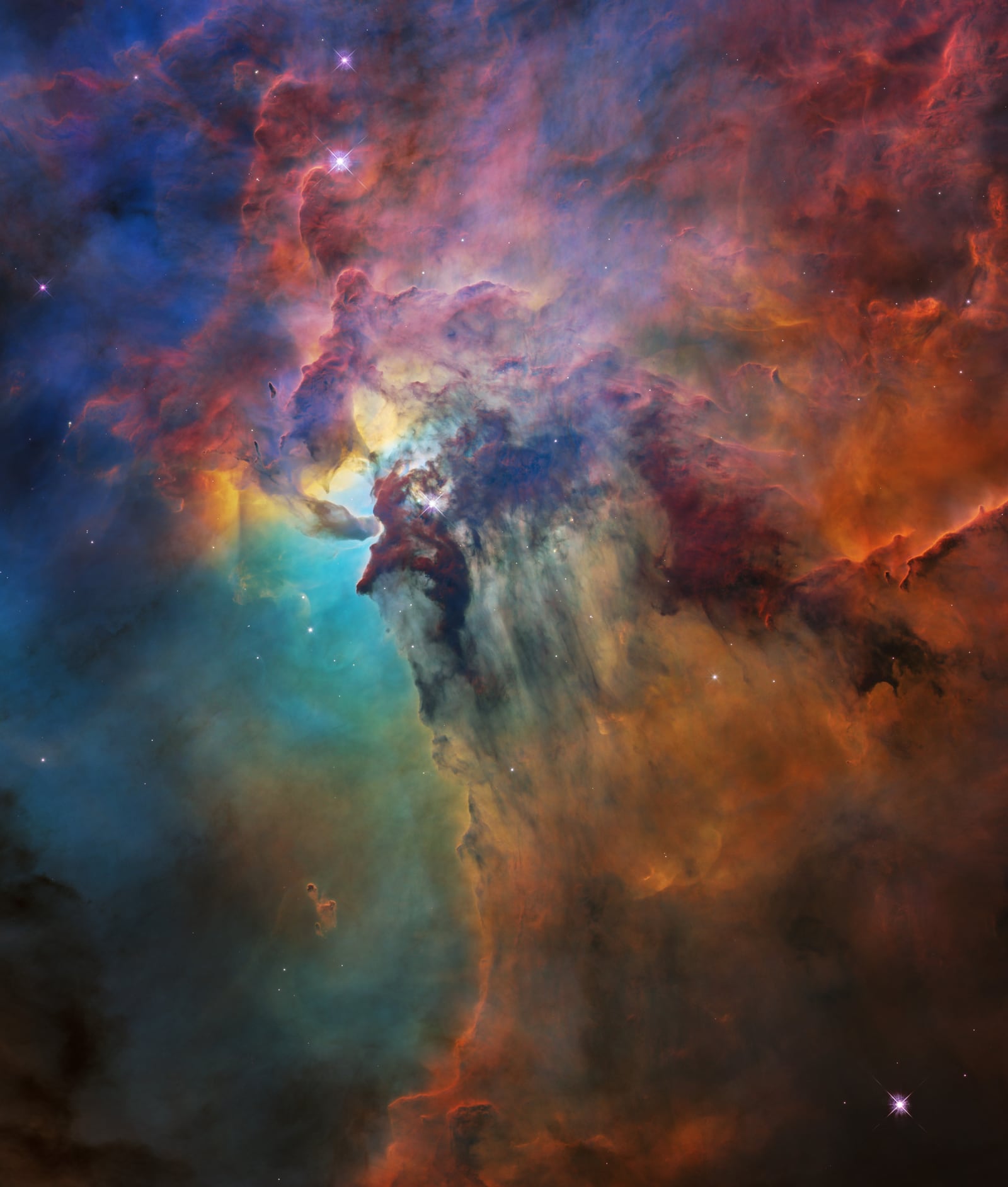 Nebulosa da Lagoa, nebulosa de emissão, em imagem do Hubble Space Telescope