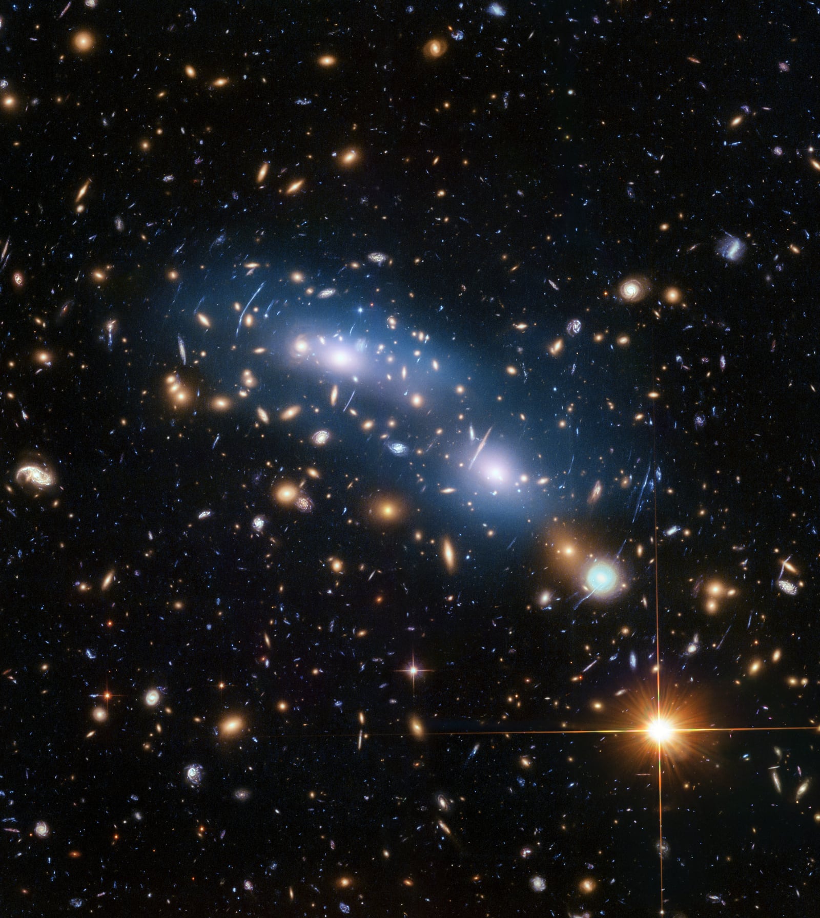 Aglomerado MACS J0416, aglomerado de galáxias, em imagem do Hubble Space Telescope