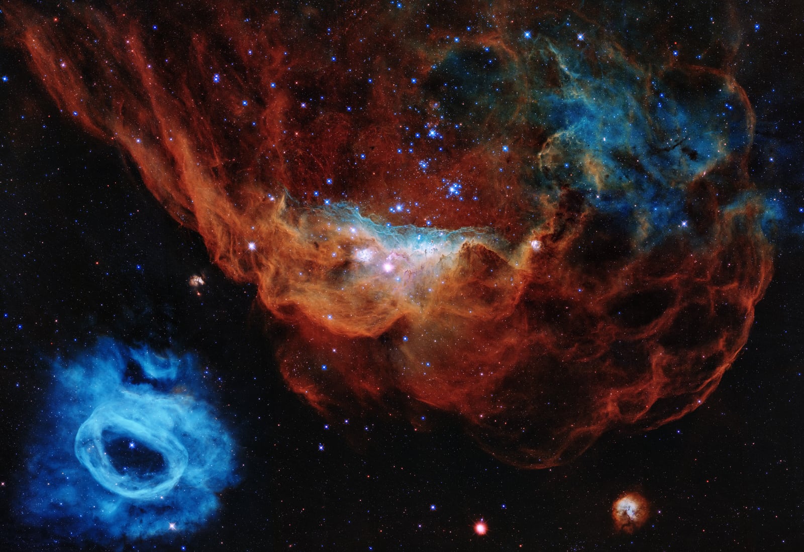 Nebulosa NGC 2014, nebulosa de emissão registrada pelo Hubble Space Telescope