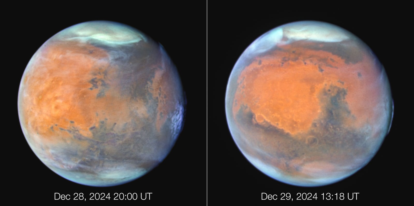Montagem de várias imagens de Marte, planeta