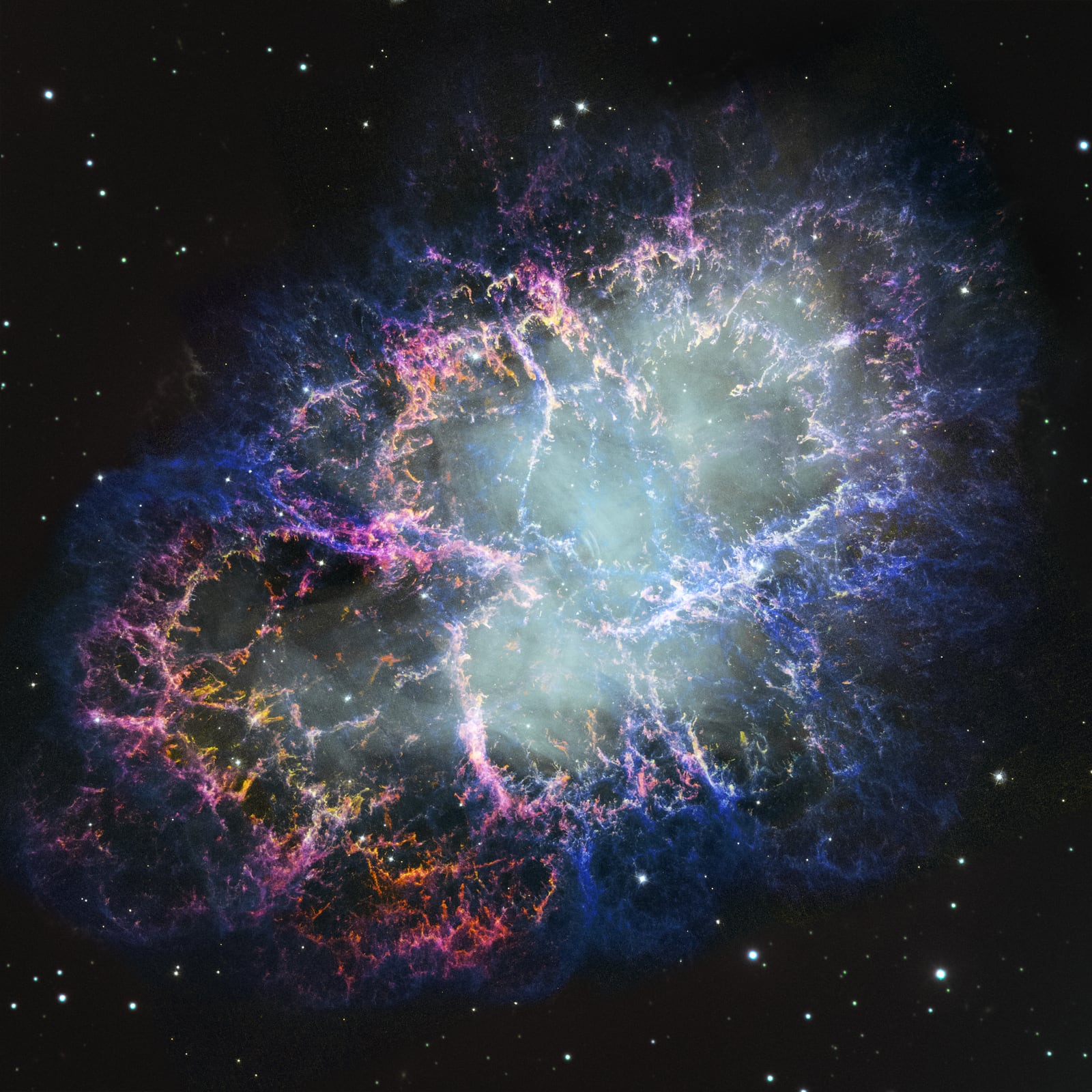 Nebulosa do Caranguejo, remanescente de supernova, em imagem do Hubble Space Telescope