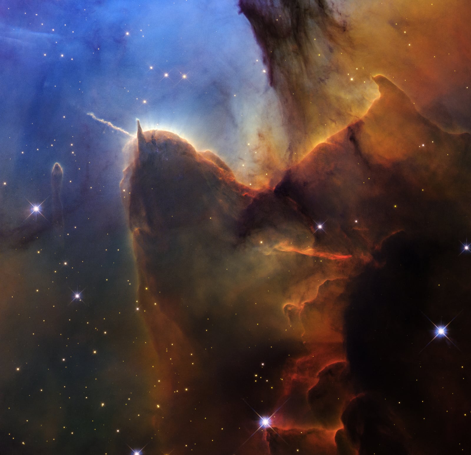 Nebulosa Trífida, nebulosa de emissão, em imagem do Hubble Space Telescope