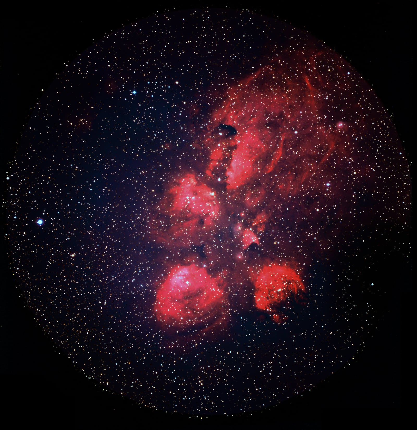 Nebulosa Pata de Gato, região de hidrogênio ionizado, em imagem do ESO 3.6-metre telescope
