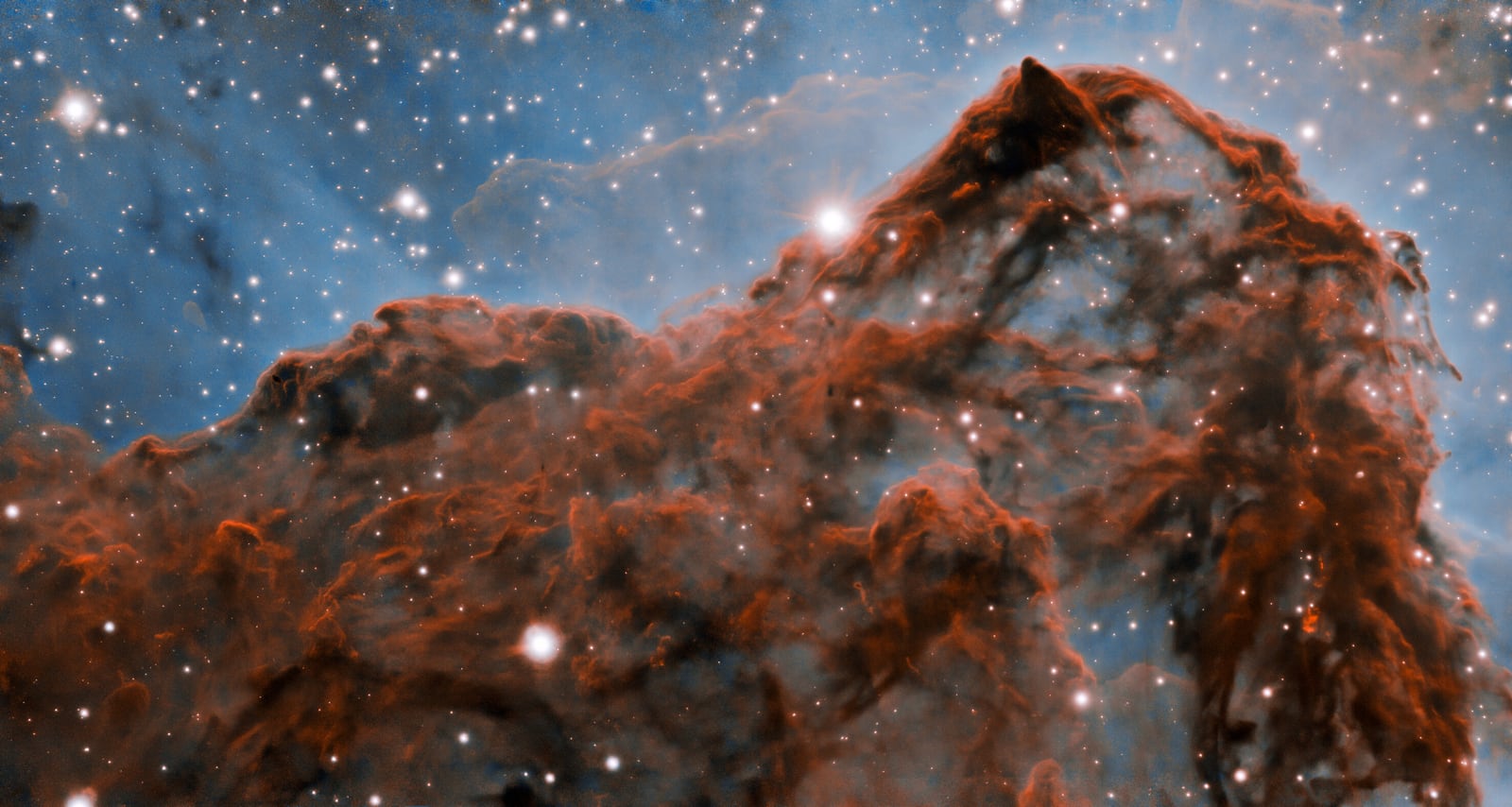 Nebulosa de Carina, região de hidrogênio ionizado, em imagem do Gemini South