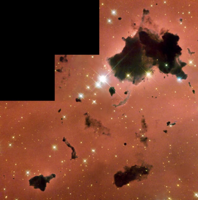 Glóbulos de Thackeray, nebulosa de emissão registrada pelo Hubble Space Telescope