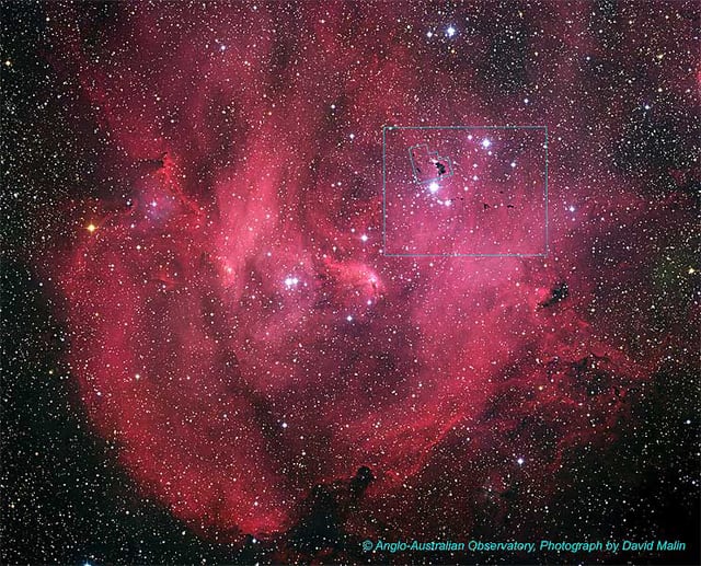 Montagem de várias imagens de Glóbulos de Thackeray, nebulosa de emissão