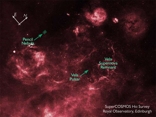 Montagem de várias imagens de Nebulosa do Lápis, remanescente de supernova, em imagem do Other