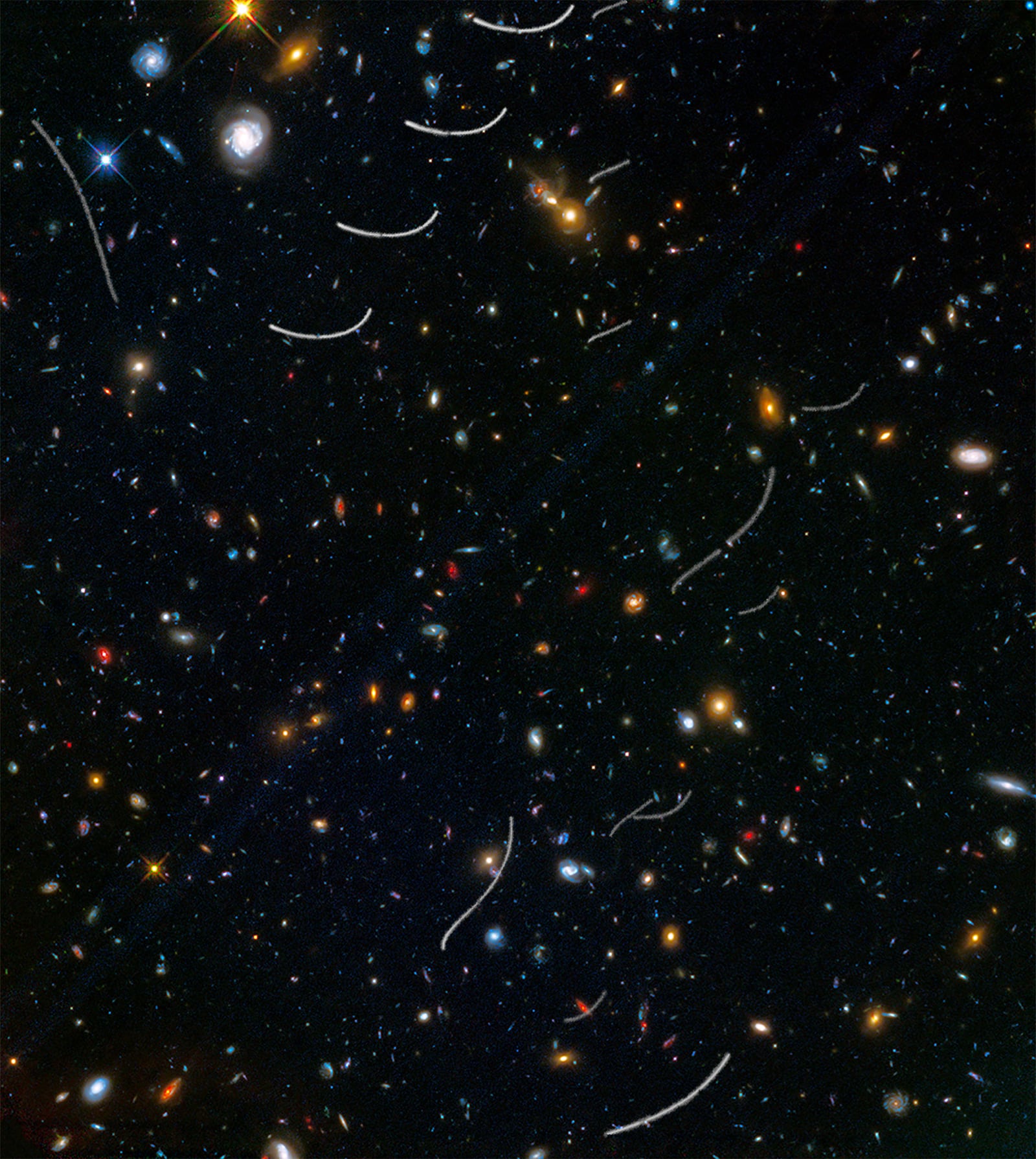 Aglomerado Abell 370, aglomerado de galáxias registrada pelo Hubble Space Telescope
