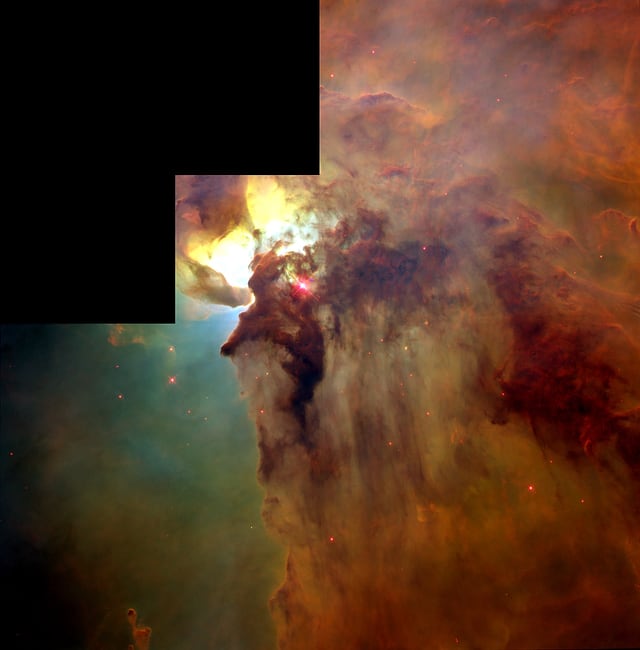 Nebulosa da Lagoa, nebulosa de emissão, em imagem do Hubble Space Telescope