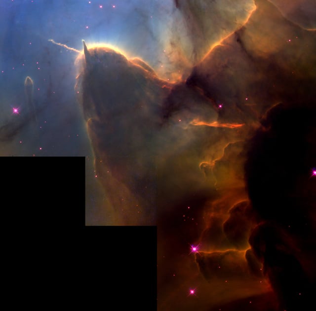 Nebulosa Trífida, nebulosa de emissão, em imagem do Hubble Space Telescope