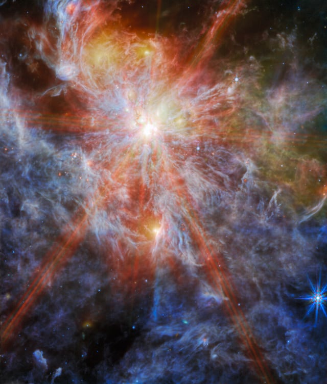 Região de formação estelar N79, nebulosa de emissão registrada pelo James Webb Space Telescope
