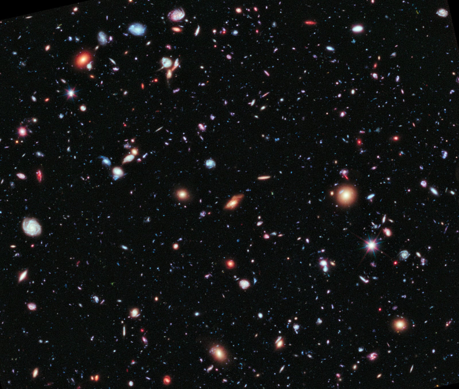 Campo Ultraprofundo do Hubble, campo profundo, em imagem do Hubble Space Telescope