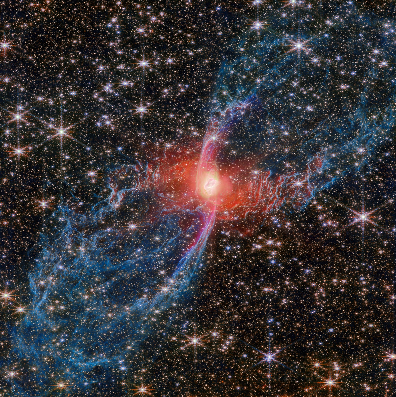 Nebulosa da Aranha Vermelha, nebulosa planetária registrada pelo James Webb Space Telescope