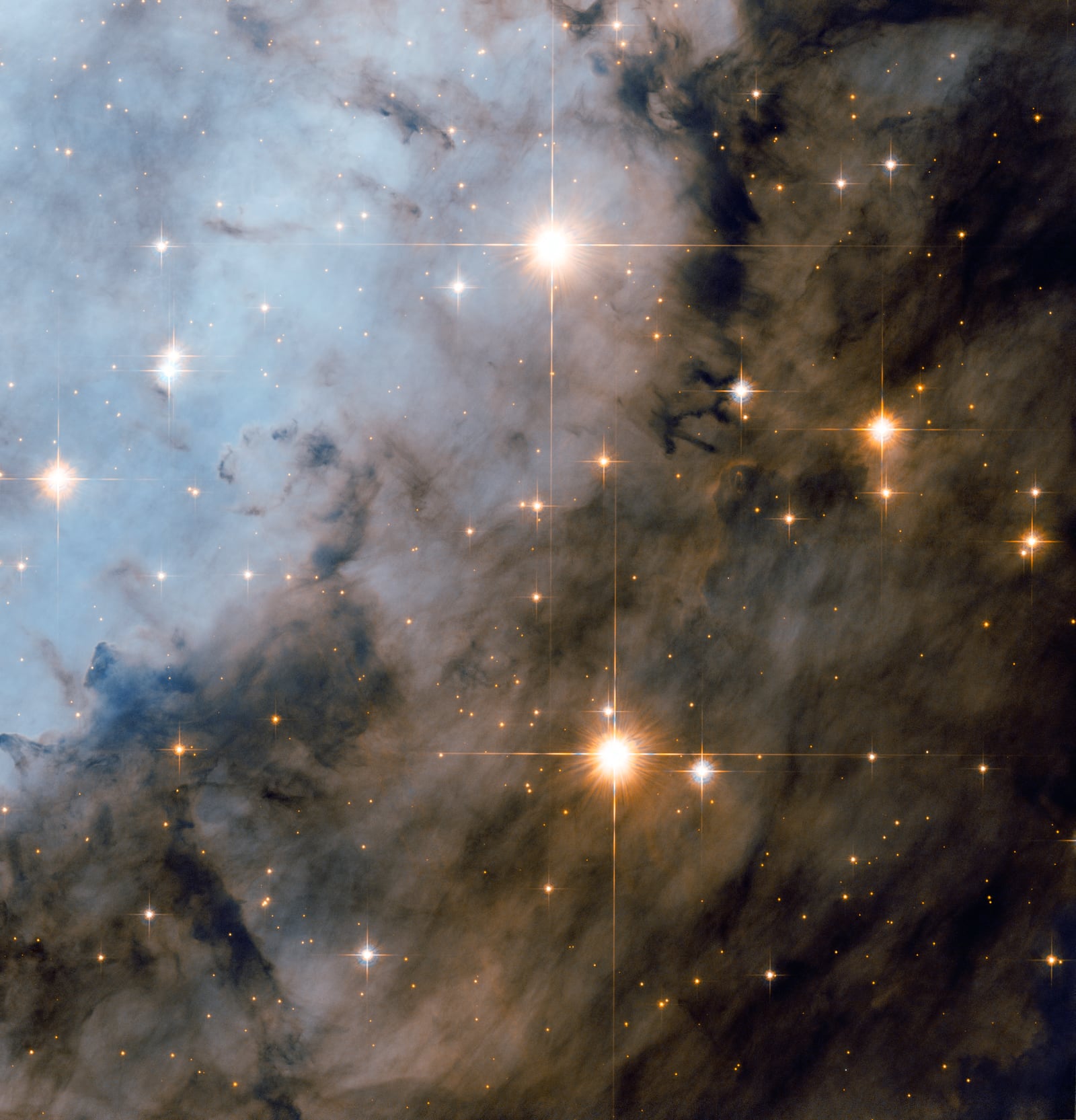 Pilares da Criação, na Nebulosa da Águia, nebulosa de emissão, em imagem do Hubble Space Telescope
