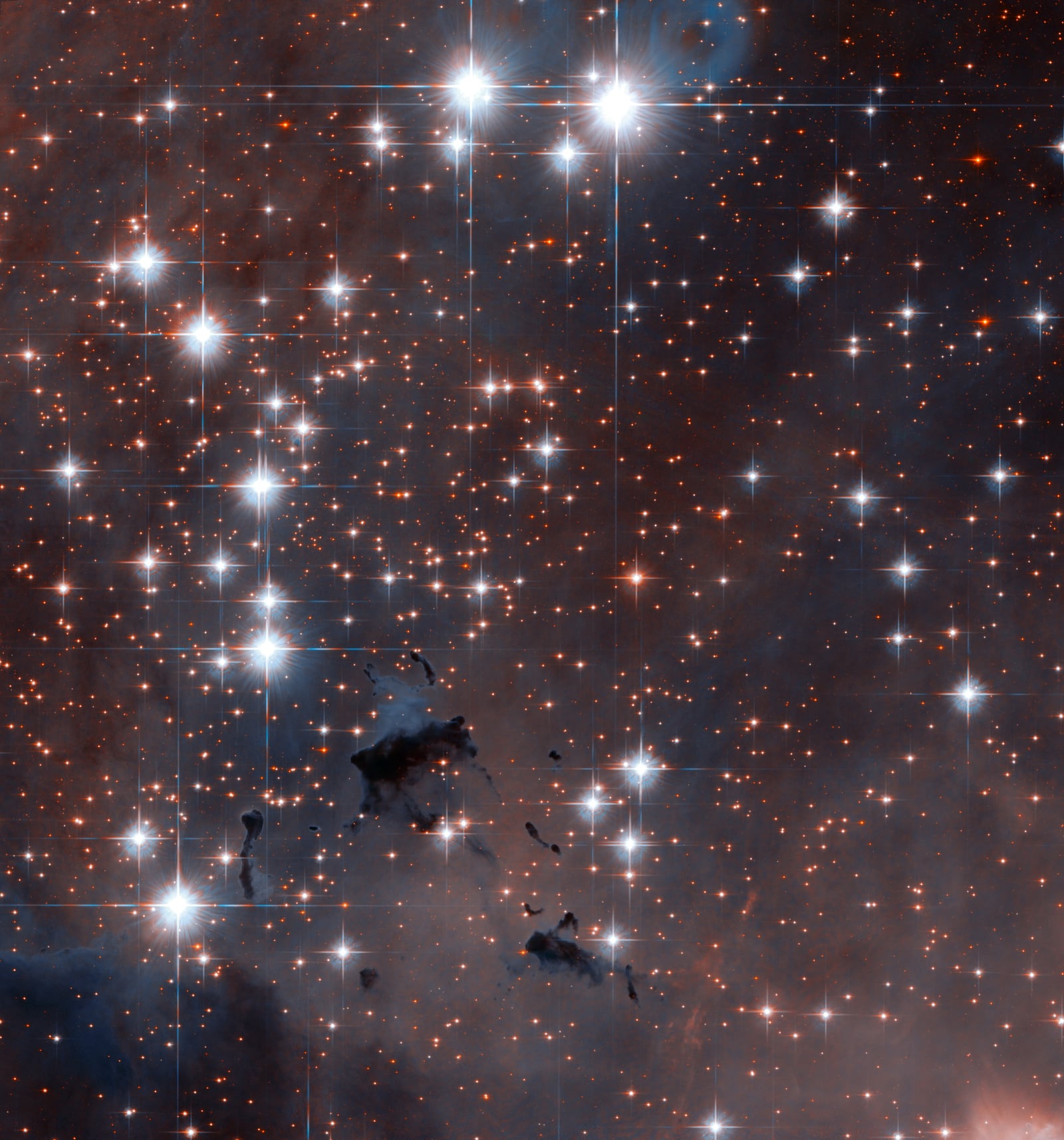 Pilares da Criação, na Nebulosa da Águia, nebulosa de emissão, em imagem do Hubble Space Telescope