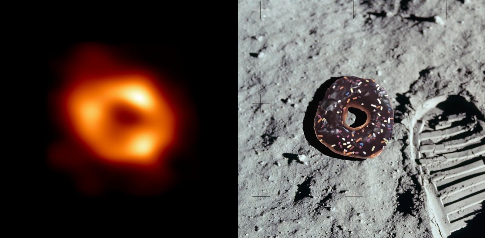 Montagem de várias imagens de Sagittarius A*, buraco negro supermassivo