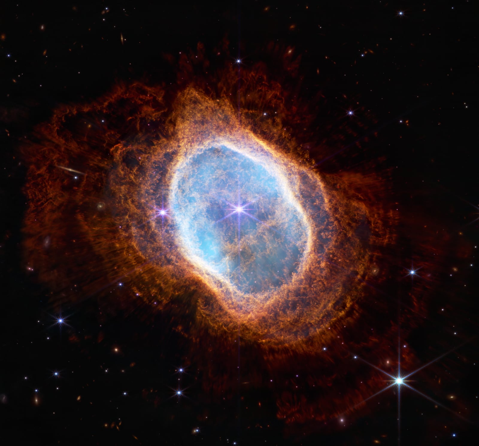 Nebulosa do Anel do Sul, nebulosa planetária registrada pelo James Webb Space Telescope