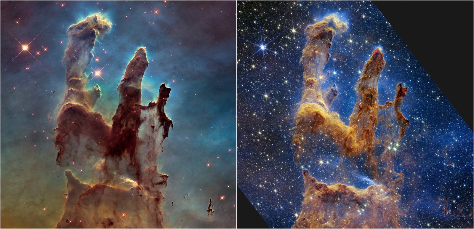 Pilares da Criação, na Nebulosa da Águia, nebulosa de emissão