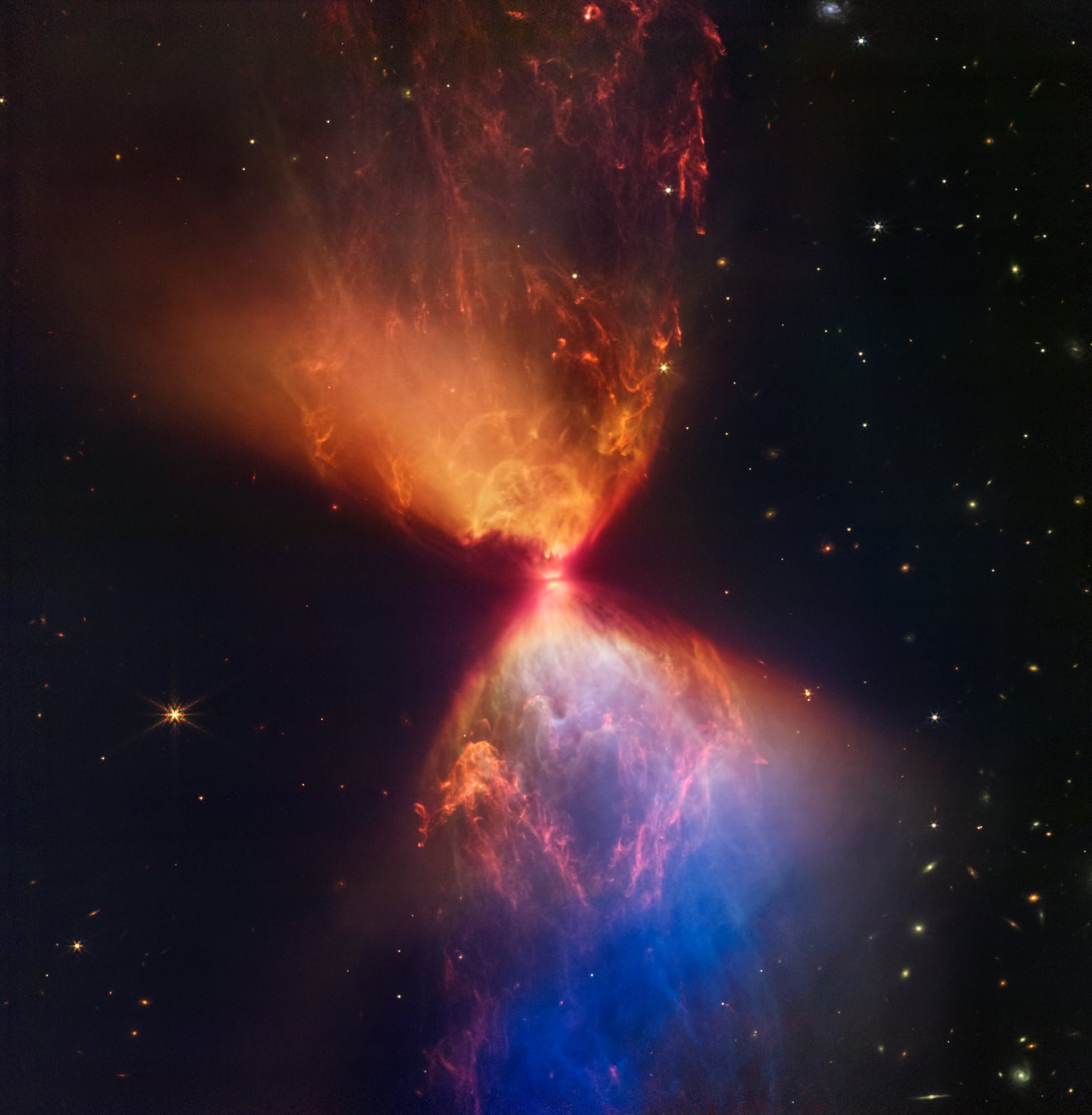 Nuvem escura L1527, nebulosa escura registrada pelo James Webb Space Telescope