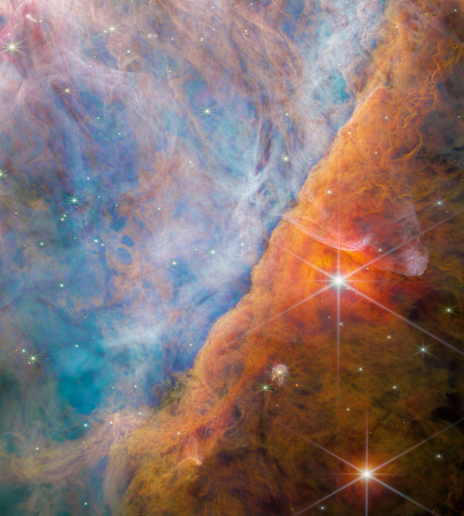 Nebulosa de Órion, nebulosa de emissão, em imagem do James Webb Space Telescope