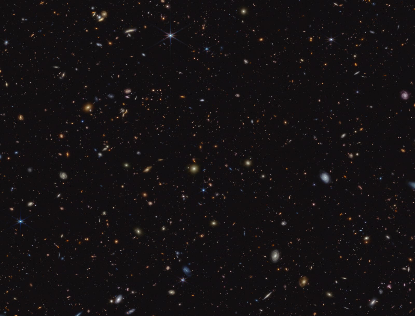 Campo Ultraprofundo do Hubble, campo profundo, em imagem do James Webb Space Telescope