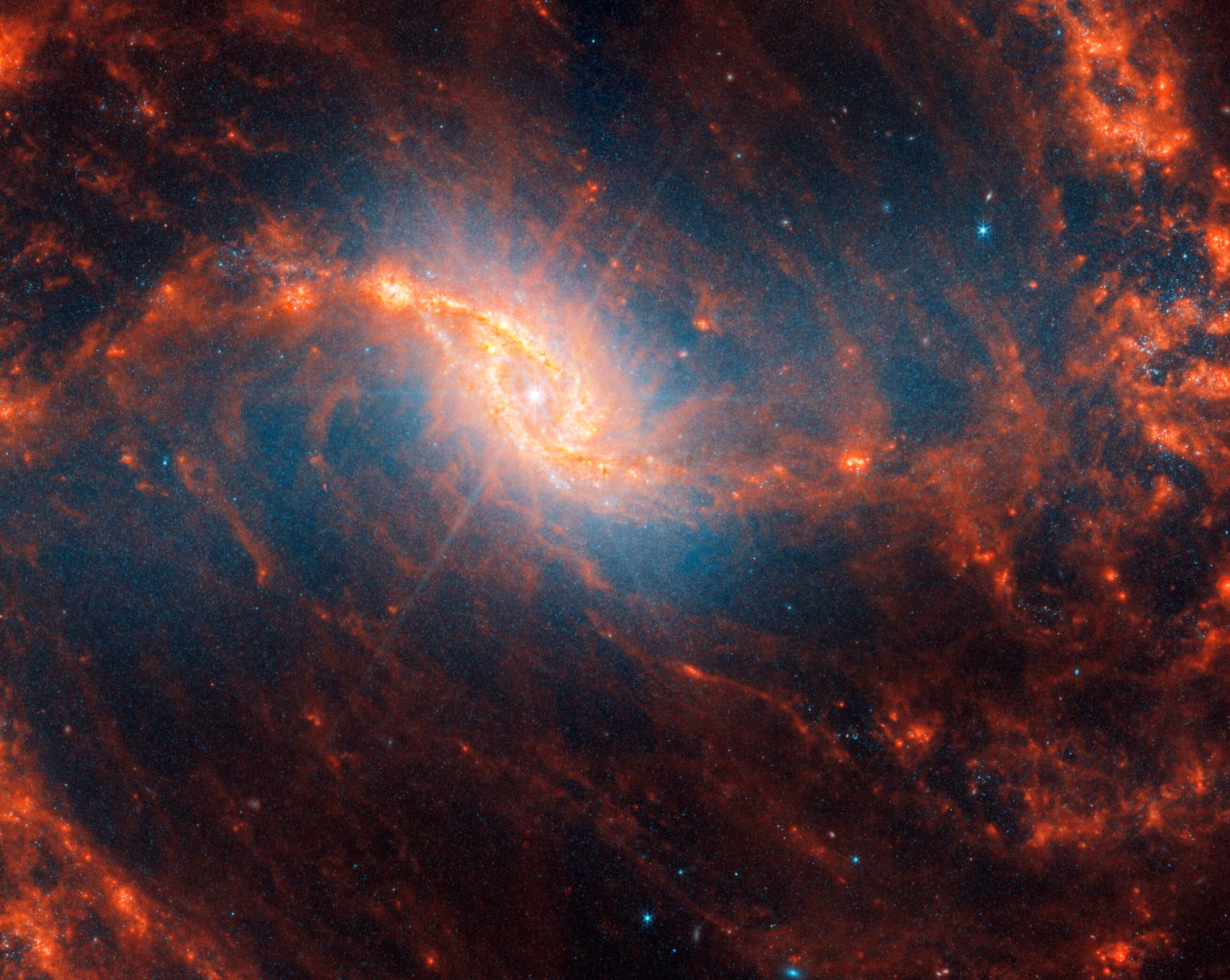 Galáxia NGC 1365, galáxia registrada pelo James Webb Space Telescope