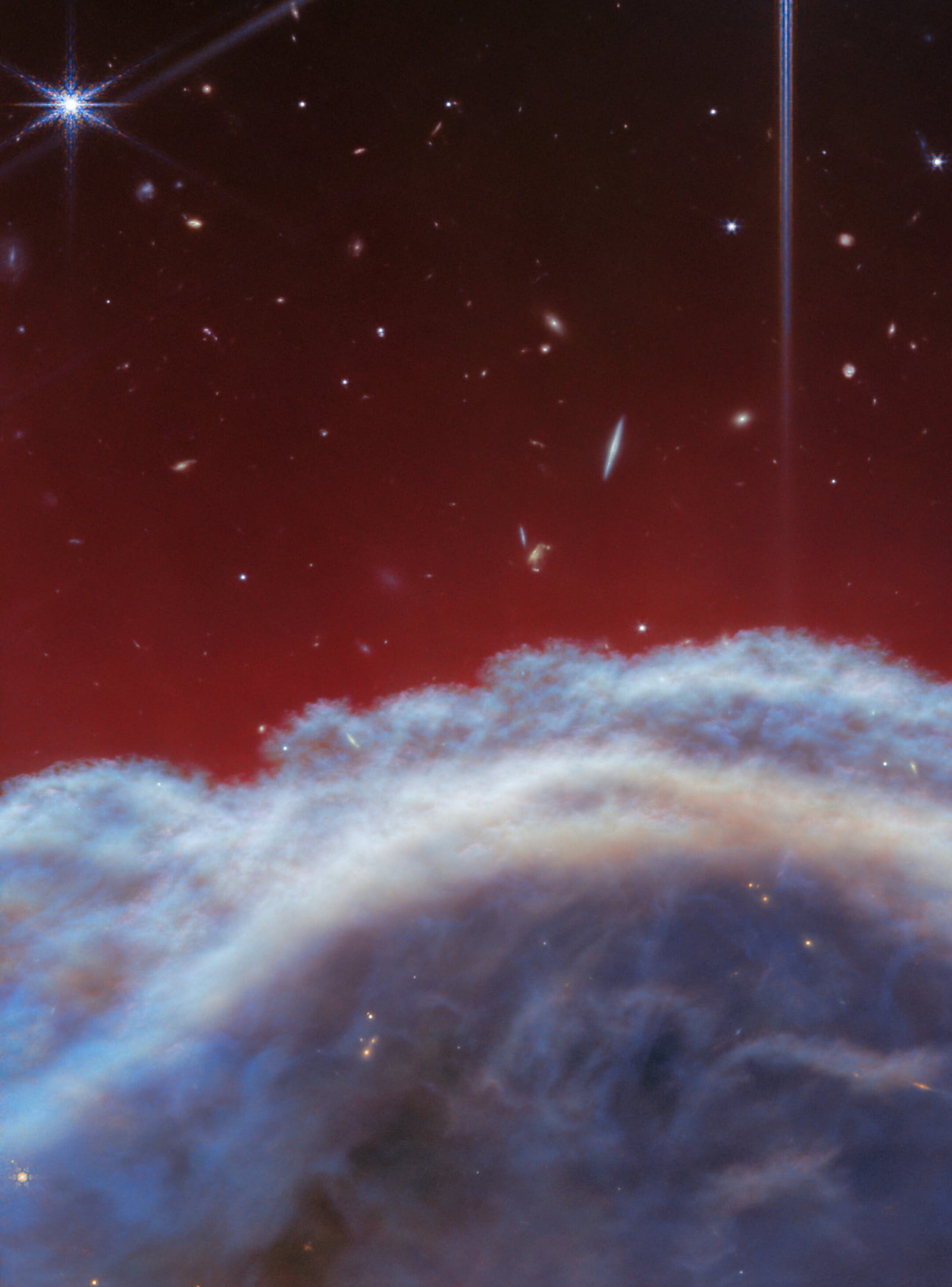 Nebulosa Cabeça de Cavalo, nebulosa escura, em imagem do James Webb Space Telescope