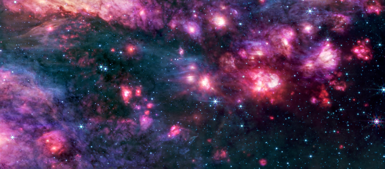 Nuvem molecular Sagittarius B2, nebulosa, em imagem do James Webb Space Telescope