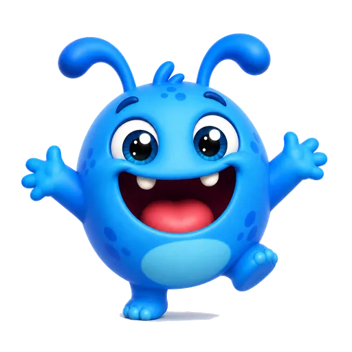 Valim, o mascote azul do ValorFinal, pulando de alegria