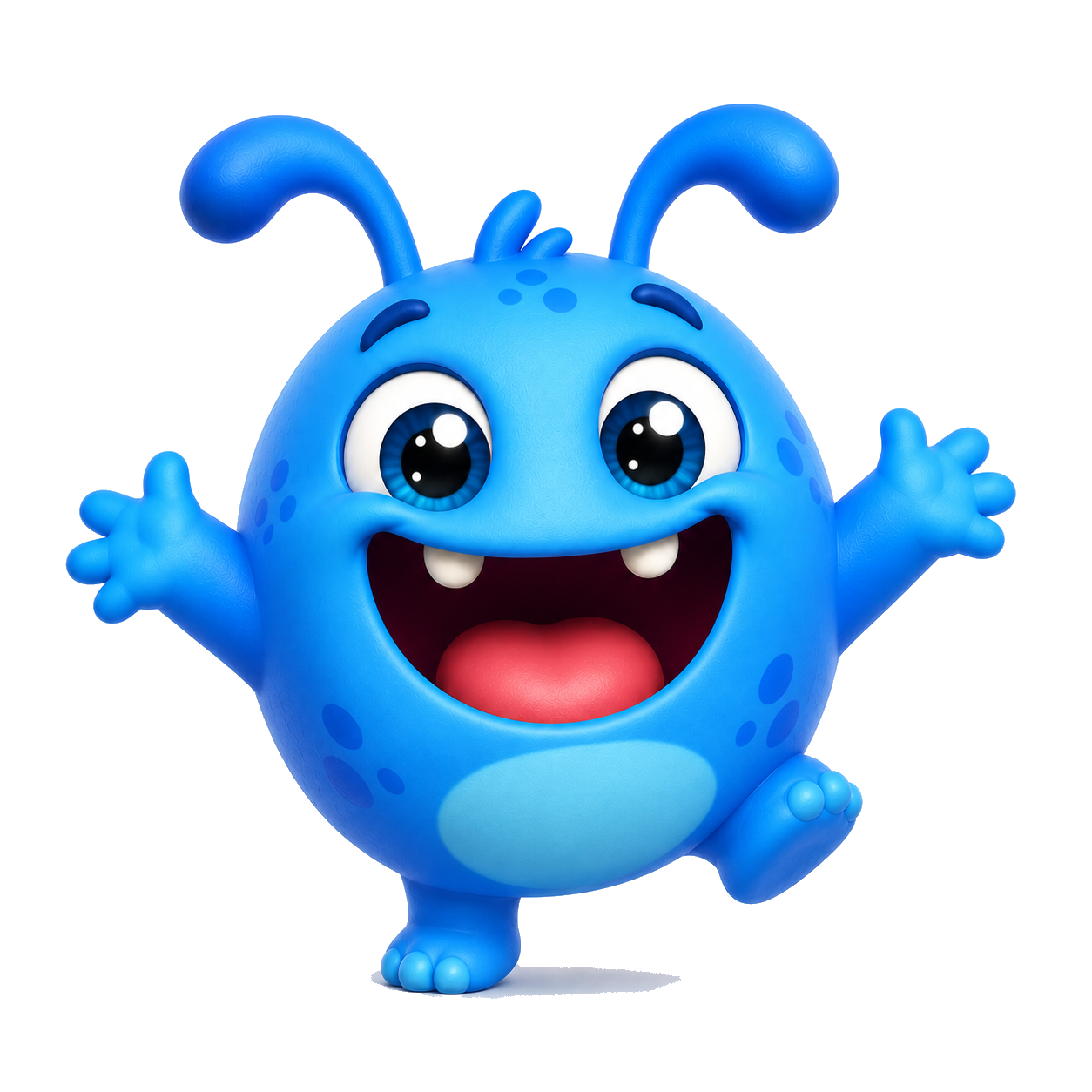 Valim, o mascote azul do ValorFinal, pulando de alegria